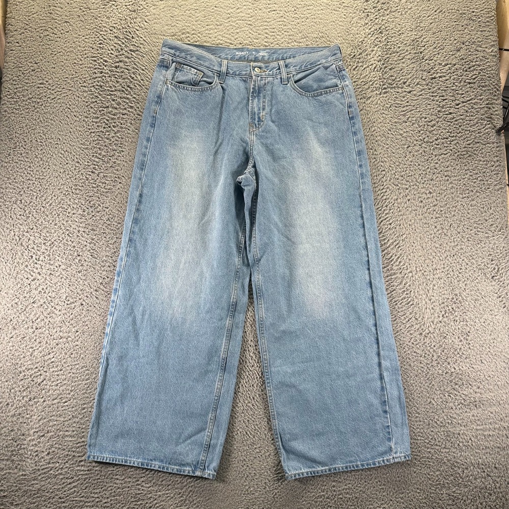 Old Navy Wow Jeans Womens 12 Blue Cotton Denim Wide-Leg Baggy Faded Workwear